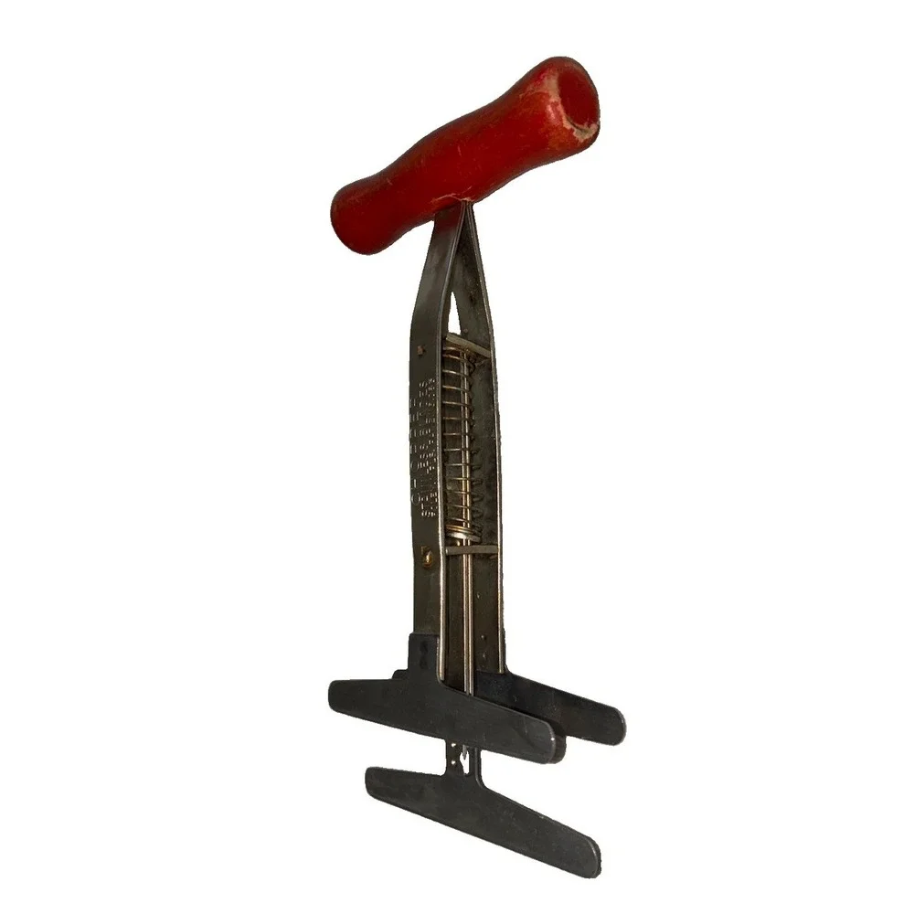 Vintage FOLEY Chopper Spring Loaded 3 Blades Red Wood Handle Rustic Farmhouse